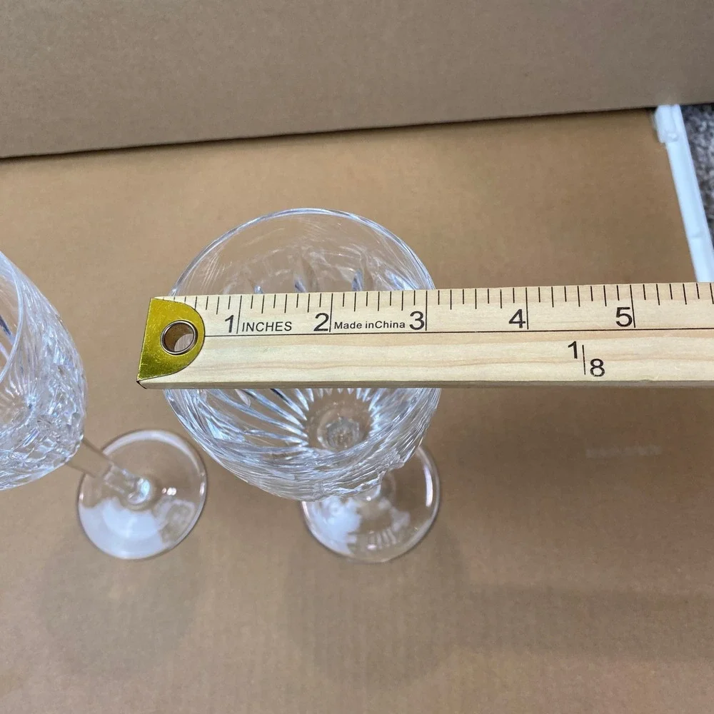 VTG Waterford Crystal Carina Claret Wine Glasses Set of 2 Clear Wedge Cut 8